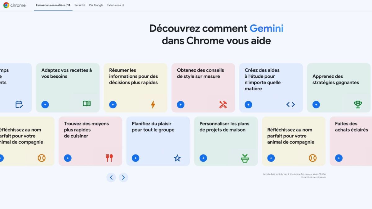 Pour pouvoir utiliser Gemini dans Chrome sur votre ordinateur il faut être situé aux États-Unis. // Source : Google Pour pouvoir utiliser Gemini dans Chrome sur votre ordinateur il faut être situé aux États-Unis. // Source : Google