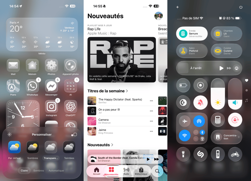 Quelques aperçus d'iOS 26. Quelques aperçus d'iOS 26.