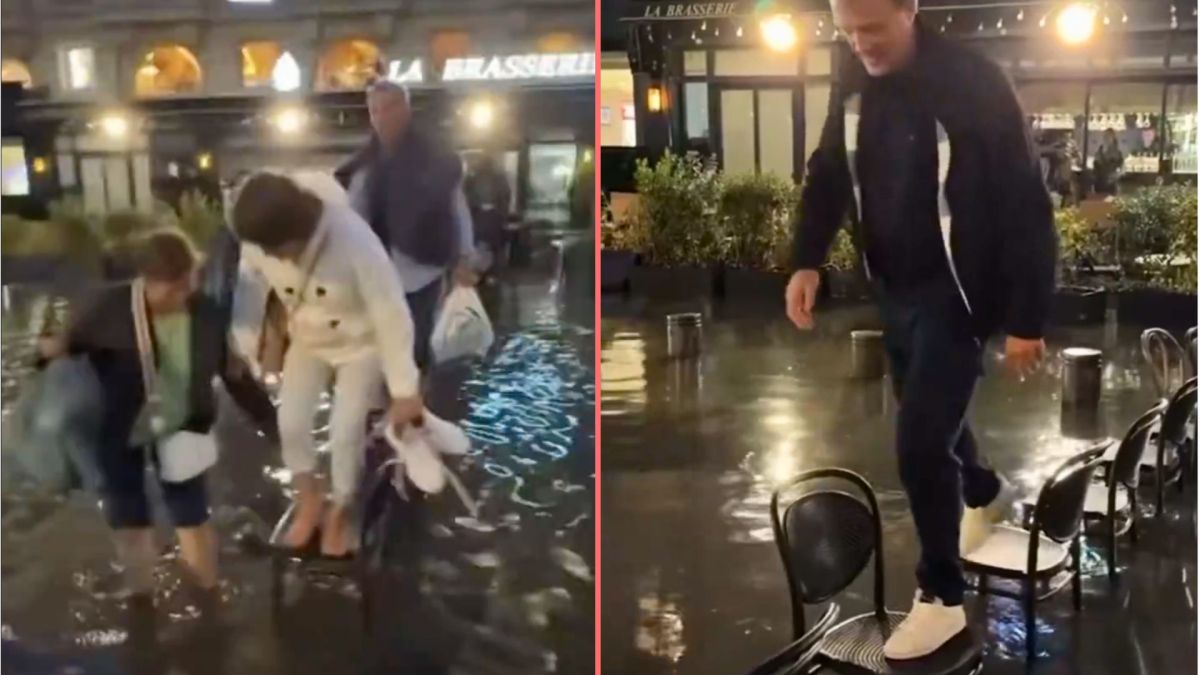 Inondations à Marseille. // Source : Captures d'écran X @@Benramine_, montage Numerama