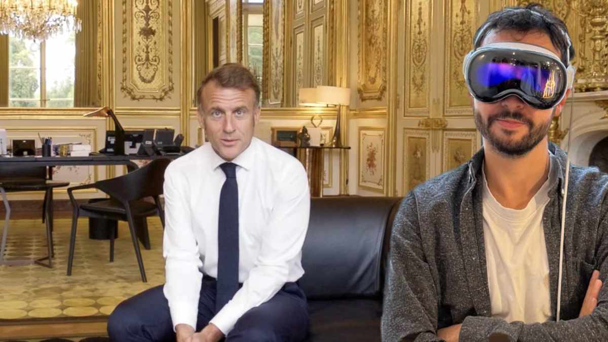 On a vu Emmanuel Macron en Apple Vision Pro. // Source : Numerama On a vu Emmanuel Macron en Apple Vision Pro. // Source : Numerama