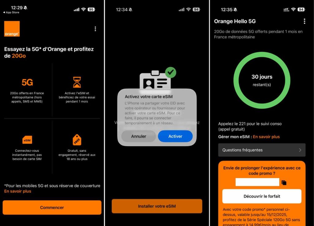 Orange Hello 5G sur iPhone.