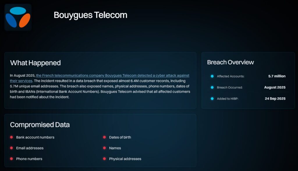 Have I been Pwned bouygues