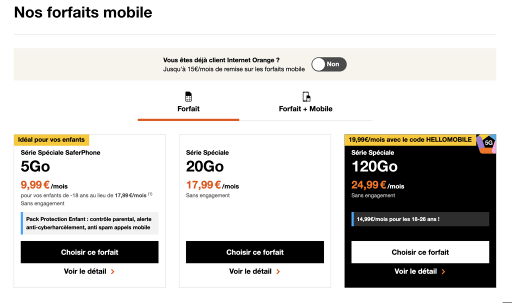 Le nouveau forfait d'Orange est mis en avant sur la page d'accueil, malgré son très mauvais rapport qualité-prix. Le nouveau forfait d'Orange est mis en avant sur la page d'accueil, malgré son très mauvais rapport qualité-prix.