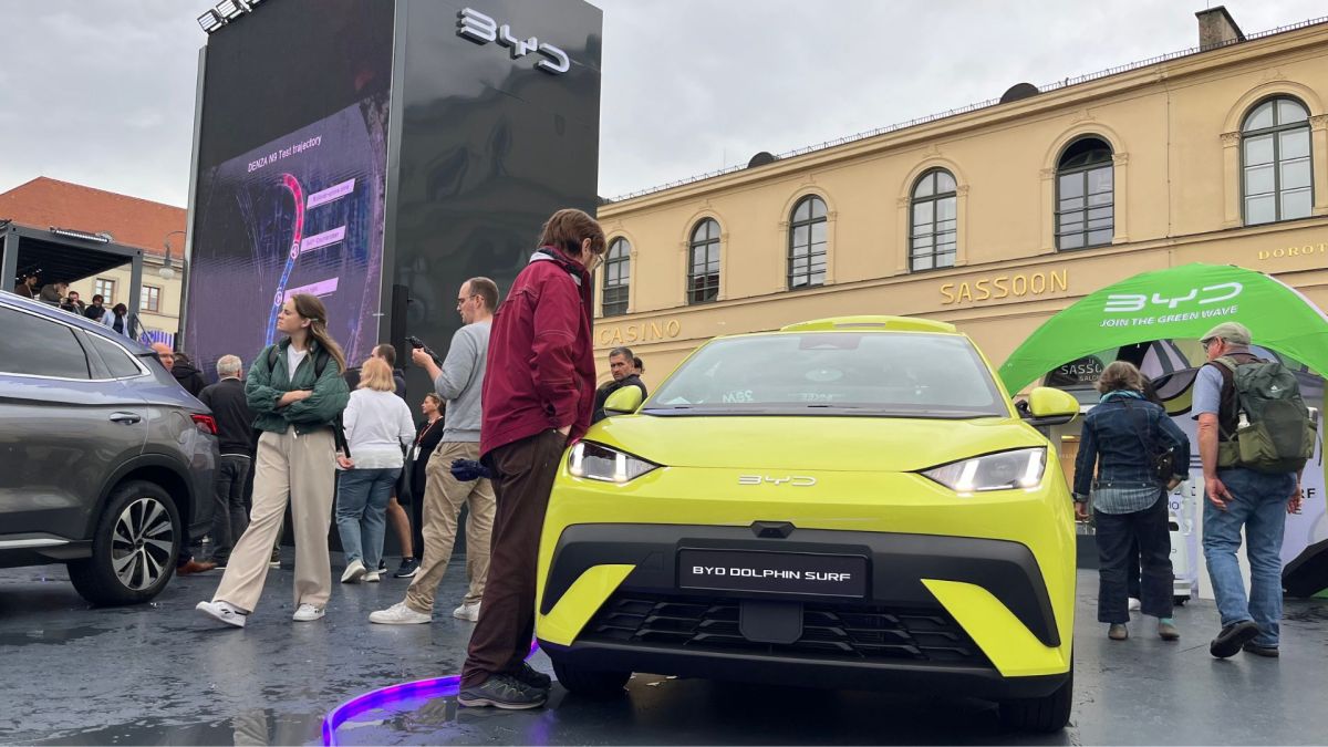 Le stand BYD pendant l'IAA de Munich 2025 // Source : Robin San Vicente pour Numerama