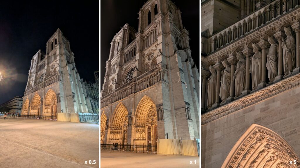 Le mode nuit apporte un bon niveau de détail, un peu moins sur les capteurs secondaires // Source : Numerama Le mode nuit apporte un bon niveau de détail, un peu moins sur les capteurs secondaires // Source : Numerama