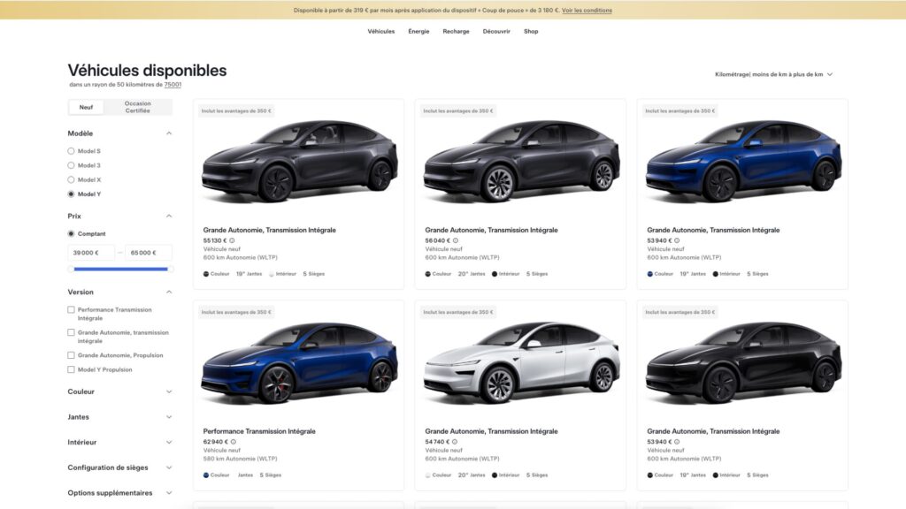 Le Tesla Model Y Grande Autonomie, transmission intégrale va progresser en autonomie // Source : Tesla via capture d'écran Le Tesla Model Y Grande Autonomie, transmission intégrale va progresser en autonomie // Source : Tesla via capture d'écran