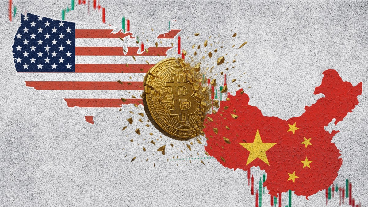 Bitcoin Chine / États-Unis // Source : Montage Numerama Bitcoin Chine / États-Unis // Source : Montage Numerama