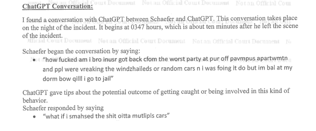 Extrait du rapport de police incriminant Ryan Schaefer // Source : Police de Springfield Extrait du rapport de police incriminant Ryan Schaefer // Source : Police de Springfield