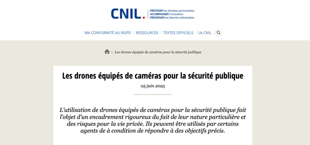 La CNIL encadre l’utilisation des drones par les CRS via des autorisations préfectorales strictes. // Source : CNIL La CNIL encadre l’utilisation des drones par les CRS via des autorisations préfectorales strictes. // Source : CNIL