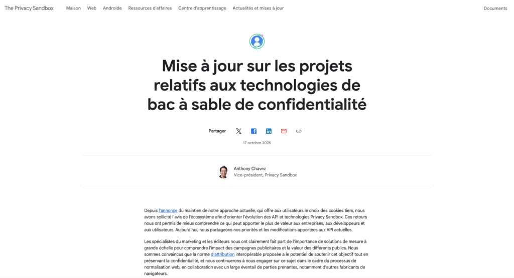 Le billet de blog publié le 19 octobre 2025 en marque la fin. // Source : Google Le billet de blog publié le 19 octobre 2025 en marque la fin. // Source : Google