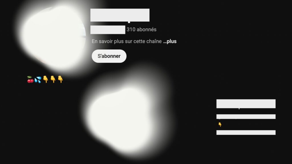 Les comptes Youtube, renvoient vers d'autres comptes administrés par des bots // Source : Youtube Les comptes Youtube, renvoient vers d'autres comptes administrés par des bots // Source : Youtube