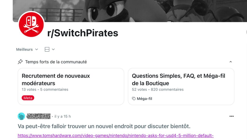 Le subreddit /rSwitchPirates. // Source : Reddit Le subreddit /rSwitchPirates. // Source : Reddit