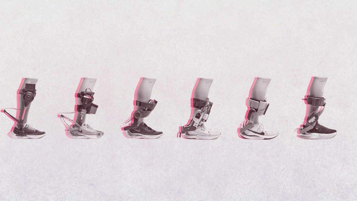 Le projet Amplify de Nike est « le premier système de chaussures motorisées au monde pour la course et la marche », selon l'entreprise. // Source : Nike Le projet Amplify de Nike est « le premier système de chaussures motorisées au monde pour la course et la marche », selon l'entreprise. // Source : Nike