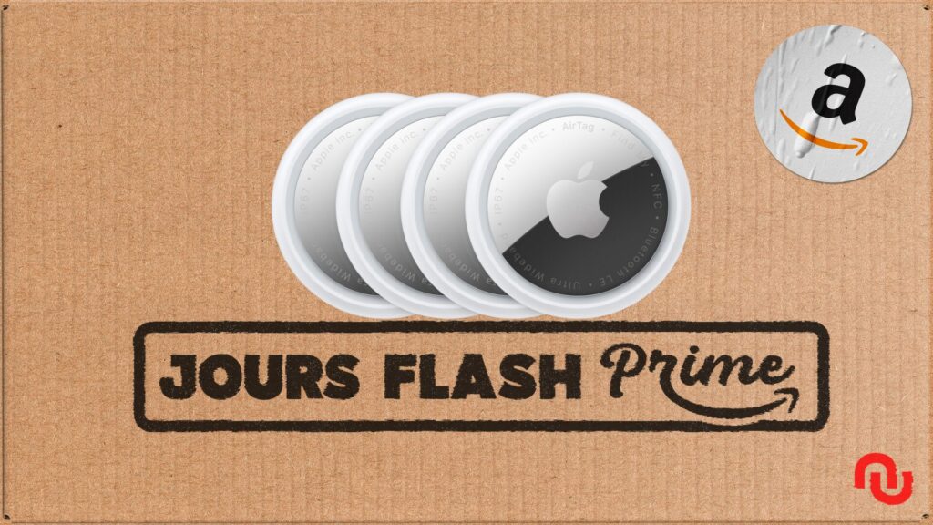 Lot de 4 Apple AirTags // Source : Montage Numerama Lot de 4 Apple AirTags // Source : Montage Numerama