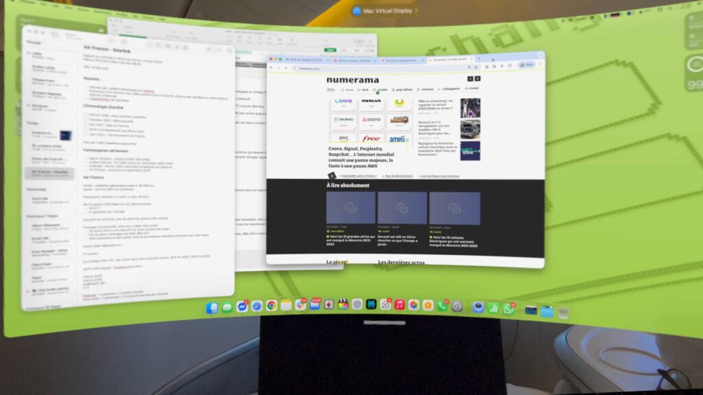 Le mode Mac Virtual Display permet d'afficher l'écran de son Mac devant soi, en 16:9, 21:9 ou 32:9. Il est plus fluide sur la version M5.