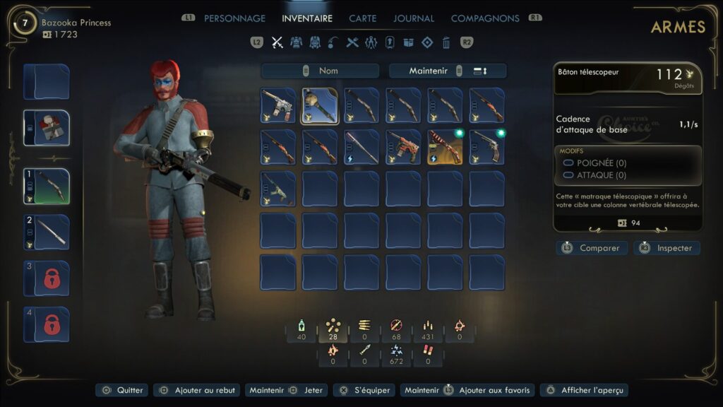 Un inventaire propre et bien fichu, ça aide pas mal. // Source : Obsidian Entertainment