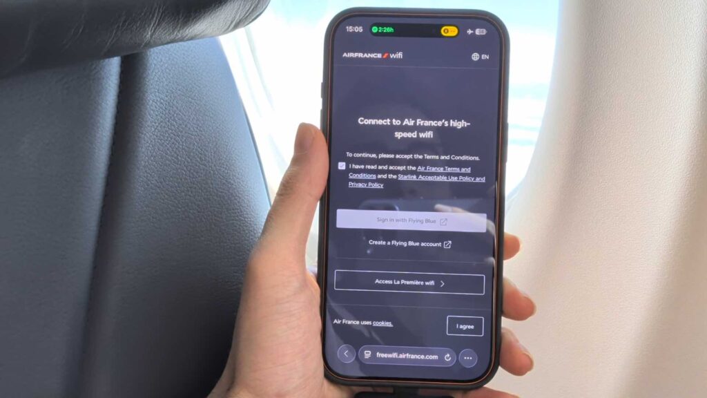 La page de connexion à AirFranceWIFI. // Source : Numerama