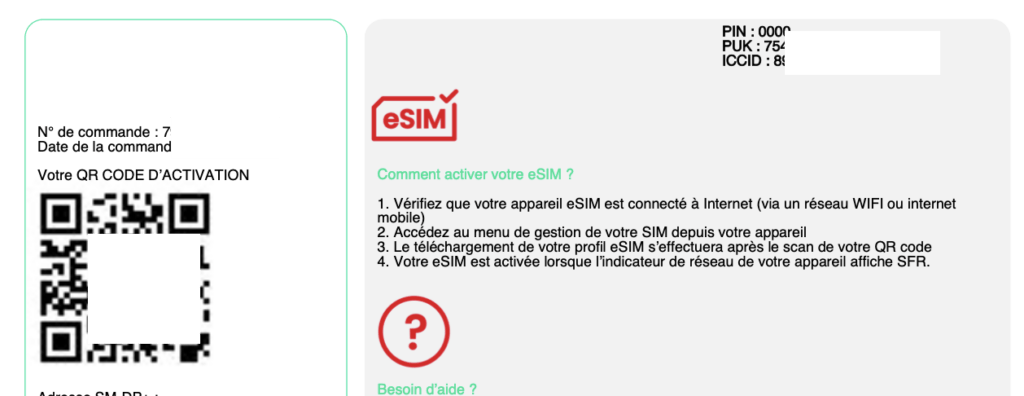SFR envoie le QR code en PDF et permet de le réutiliser. Il vaut mieux faire ça qu'utiliser l'outil d'Apple, sans QR code.