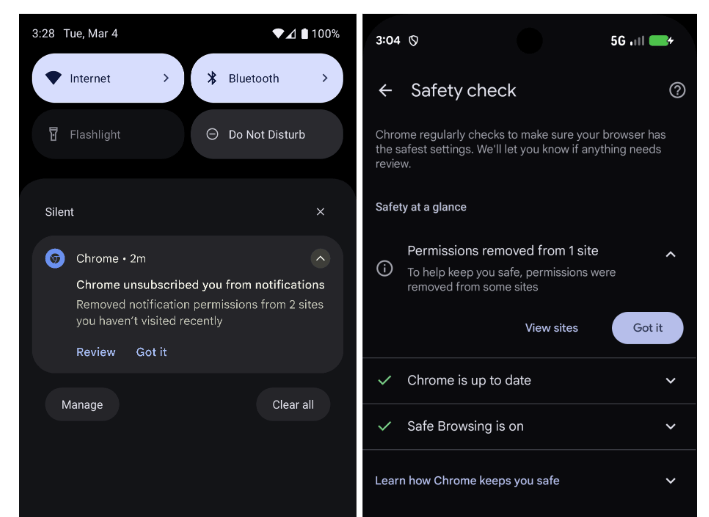 Cette nouvelle fonctionnalité est intégrée à Safety Check // Source : Blog Chromium Cette nouvelle fonctionnalité est intégrée à Safety Check // Source : Blog Chromium