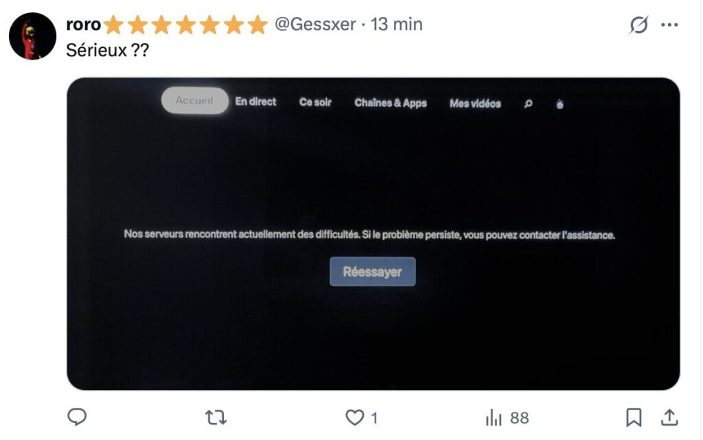 La panne sur une Apple TV.
