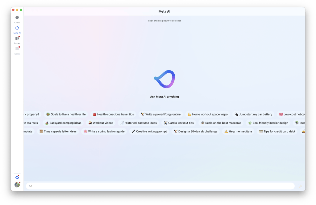Meta AI dans Messenger for Mac. Meta AI dans Messenger for Mac.