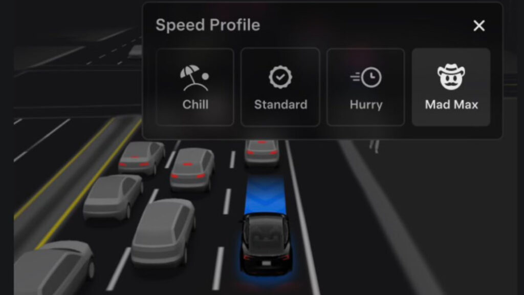 Les différents modes de conduite FSD Tesla // Source : Tesla Les différents modes de conduite FSD Tesla // Source : Tesla