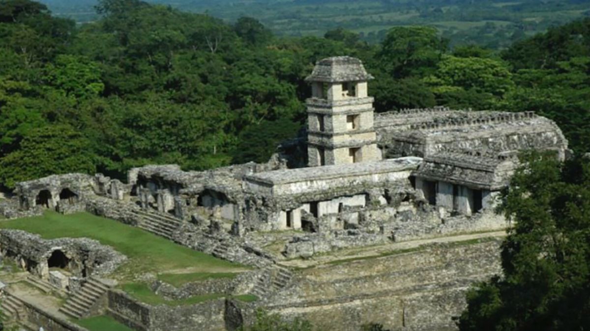 Photo d'un centre urbain de basse terre maya de la période classique // Source : Alfred Diem, Modeling the rise and demise of Classic Maya cities: Climate, conflict, and economies of scale Photo d'un centre urbain de basse terre maya de la période classique // Source : Alfred Diem, Modeling the rise and demise of Classic Maya cities: Climate, conflict, and economies of scale