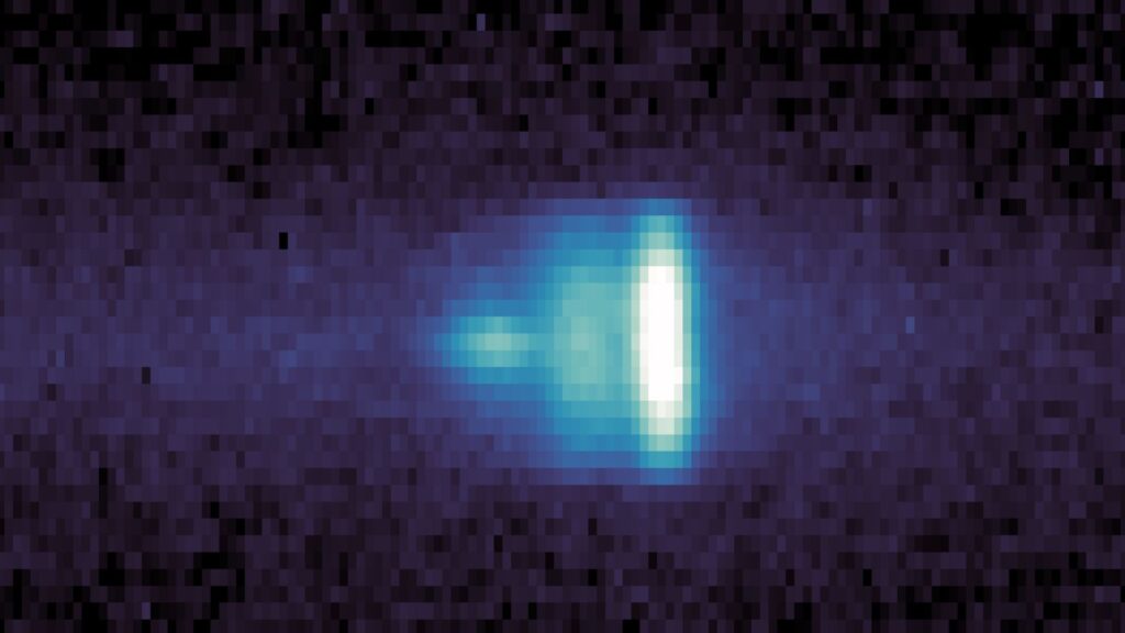 La comète Atlas observée par MAVEN. // Source : NASA/Goddard/LASP/CU Boulder La comète Atlas observée par MAVEN. // Source : NASA/Goddard/LASP/CU Boulder
