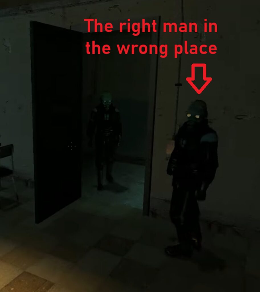 Un garde mal placé dans Half-Life 2 // Source : Mastodon 