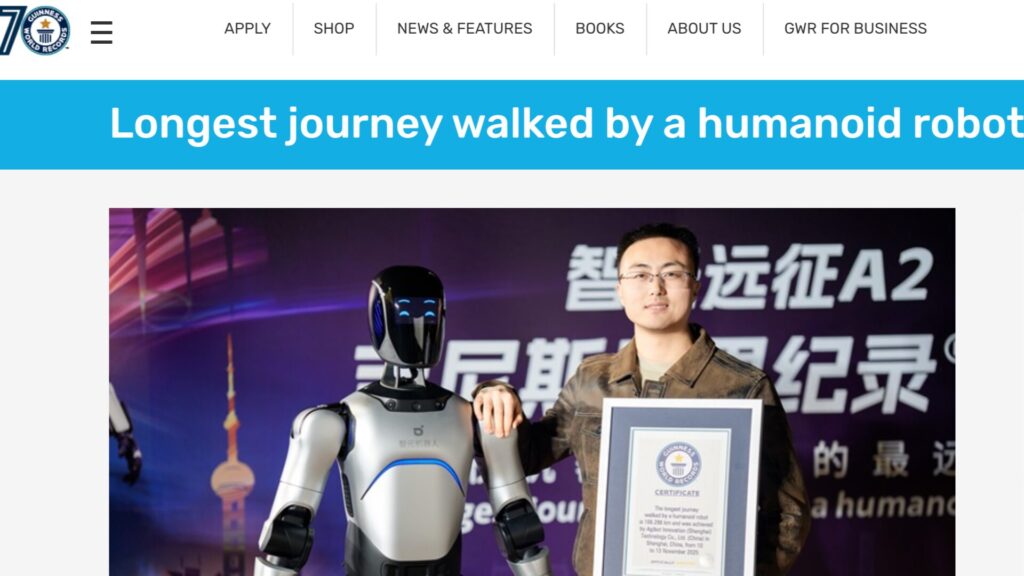 A2 a réalisé « le plus long voyage effectué par un robot humanoïde ». // Source : Guinness World Records A2 a réalisé « le plus long voyage effectué par un robot humanoïde ». // Source : Guinness World Records