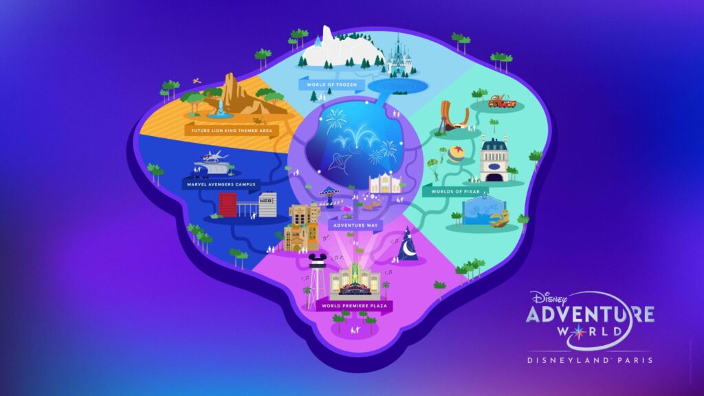 Le plan de Disney Adventure World // Source : Disneyland Le plan de Disney Adventure World // Source : Disneyland