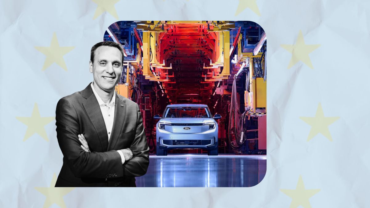 Jim Baumpick nouveau patron de Ford Europe // Source : Montage Numerama avec Canva Jim Baumpick nouveau patron de Ford Europe // Source : Montage Numerama avec Canva