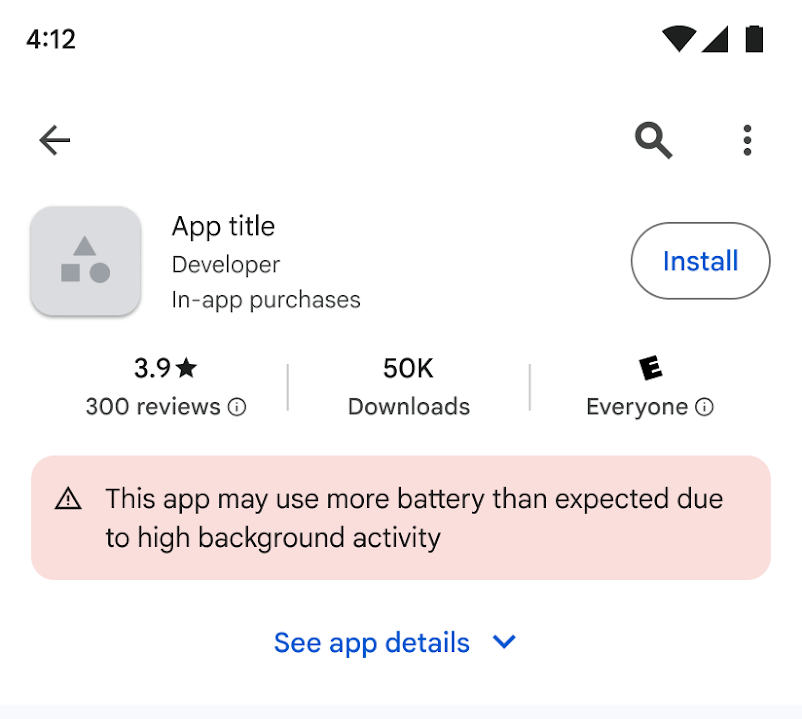 L'avertissement du Play Store L'avertissement du Play Store