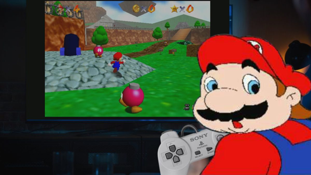 Mario 64 sur PS1 // Source : Montage Numerama Mario 64 sur PS1 // Source : Montage Numerama