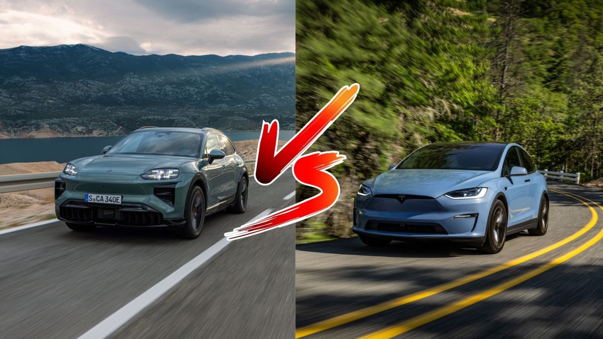 Le Porsche Cayenne électrique vs le Tesla Model X // Source : Une par Robin San Vicente pour Numerama Le Porsche Cayenne électrique vs le Tesla Model X // Source : Une par Robin San Vicente pour Numerama