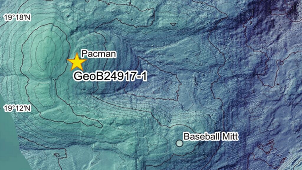 L'échantillon a été prélevé dans le volcan Pacman, au fond de la fosse des Mariannes
