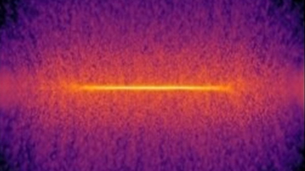 Vue de la Voie Lactée simulée avec 100 milliards d'étoiles. // Source : RIKEN