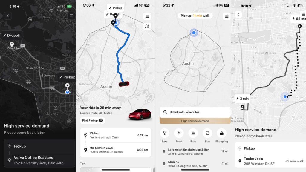 Le service de Tesla était surbooké à peine lancé. // Source : Utilisateurs via X Le service de Tesla était surbooké à peine lancé. // Source : Utilisateurs via X
