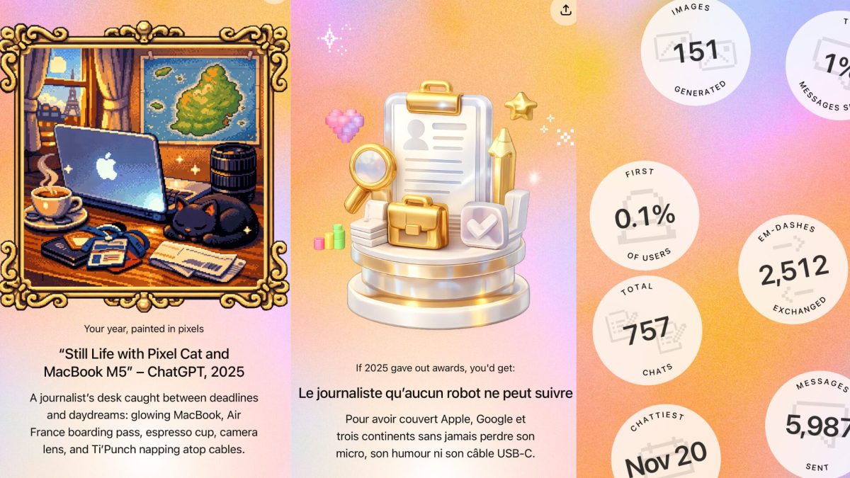 OpenAI a dévoilé le 22 décembre 2025 son récap annuel dédié à ChatGPT // Source : Capture d'écran - Numerama OpenAI a dévoilé le 22 décembre 2025 son récap annuel dédié à ChatGPT // Source : Capture d'écran - Numerama
