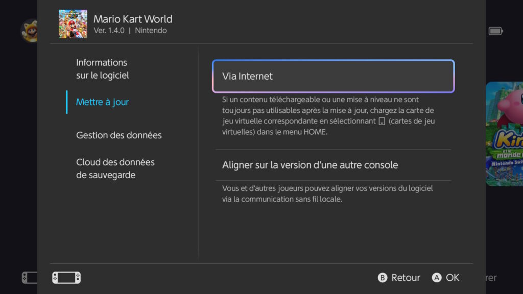 Comment mettre à jour Mario Kart World ? // Source : Capture d'écran Comment mettre à jour Mario Kart World ? // Source : Capture d'écran