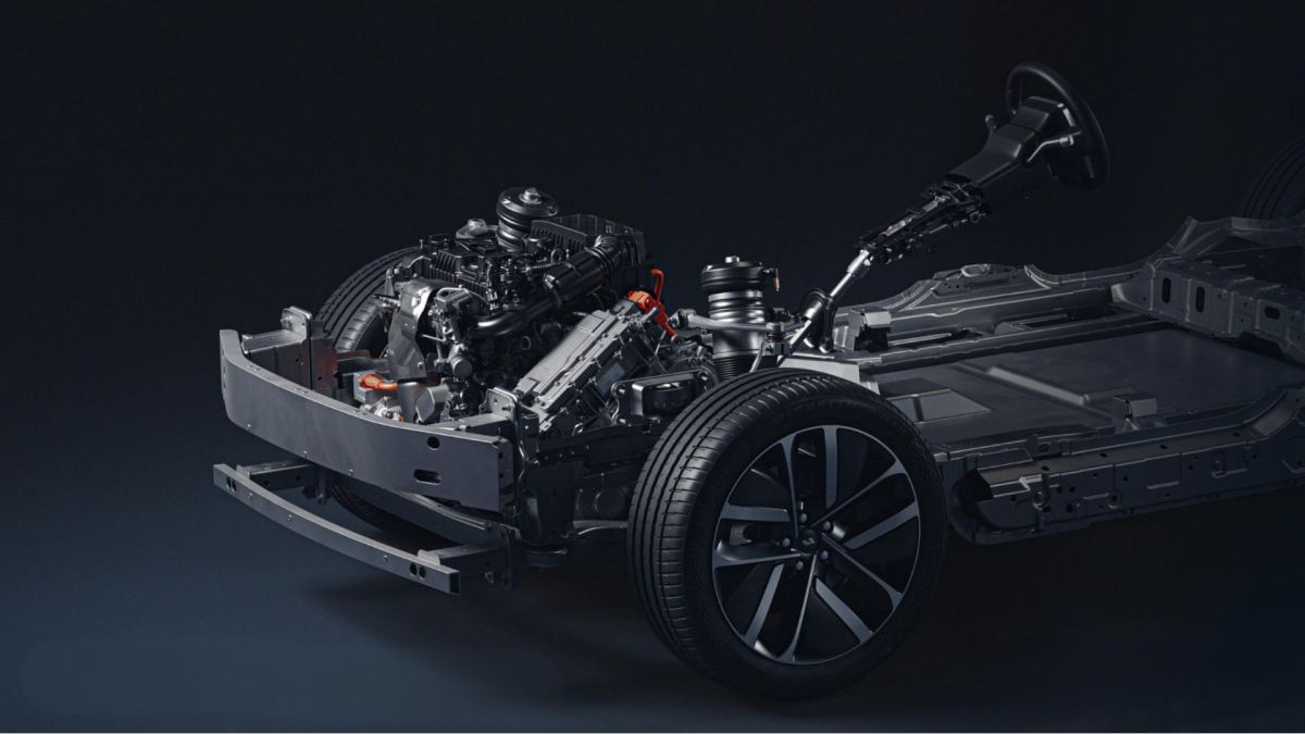 Le châssis d'une voiture électrique à prolongateur d'autonomie // Source : Li Auto