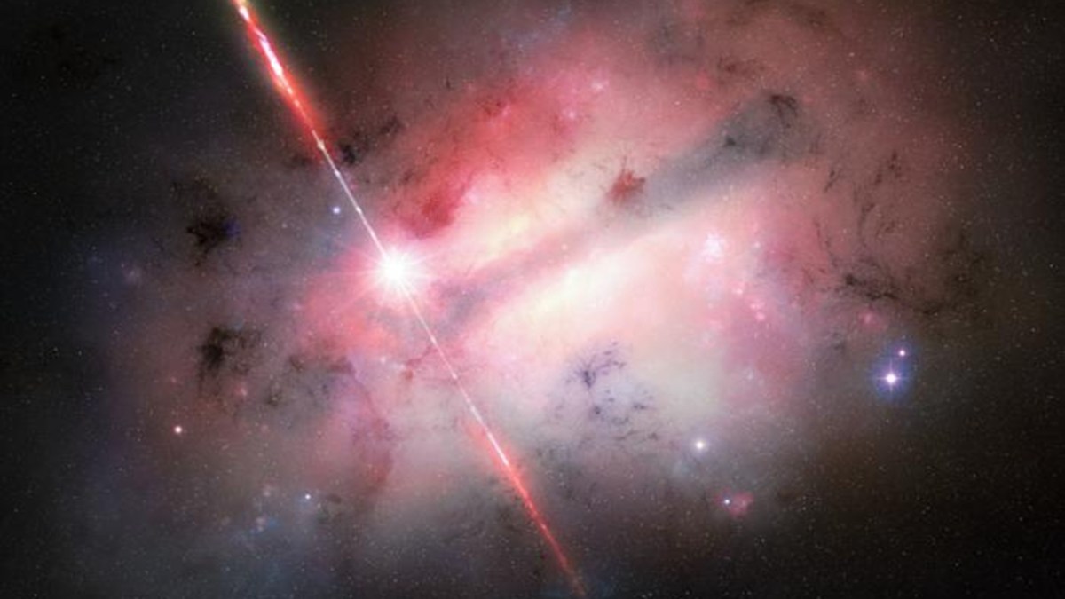 Vue d'artiste du sursaut gamma GRB 250702B. Source : NOIRLab/NSF/AURA/M. Garlick Vue d'artiste du sursaut gamma GRB 250702B. Source : NOIRLab/NSF/AURA/M. Garlick