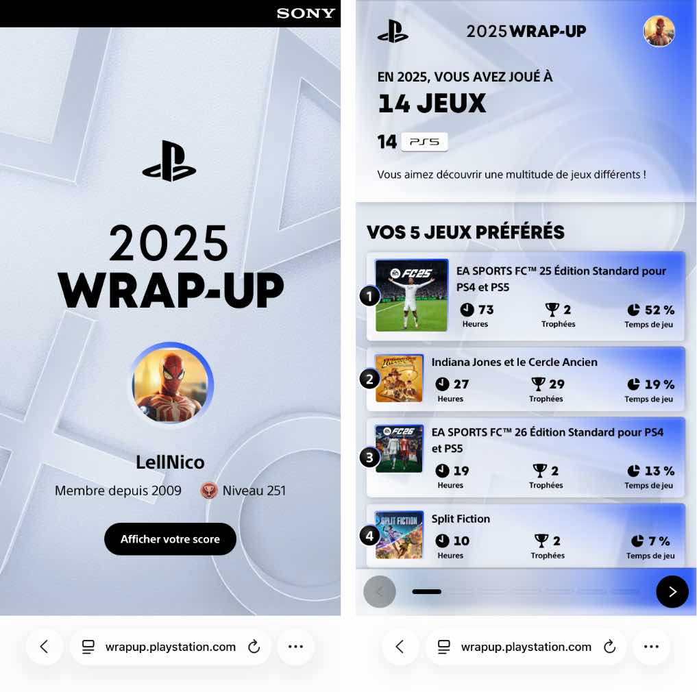 Le classement des jeux indique le pourcentage de temps passé sur un titre en 2025.