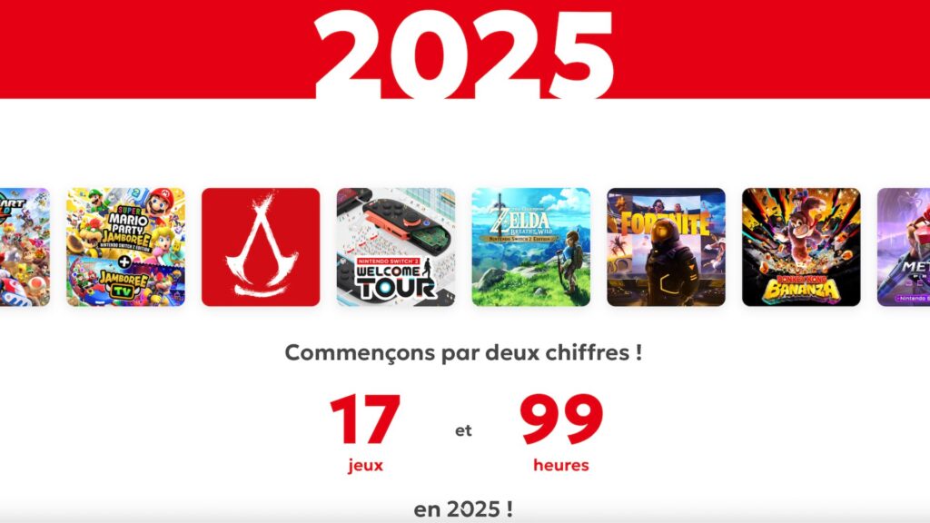 La rétrospective 2025 de Nintendo est disponible depuis le 13 janvier 2025. // Source : Capture d'écran Numerama La rétrospective 2025 de Nintendo est disponible depuis le 13 janvier 2025. // Source : Capture d'écran Numerama