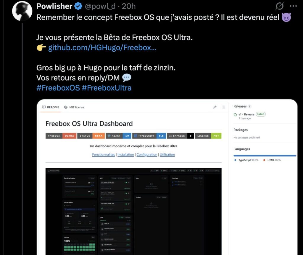L'annonce de la disponibilité du Freebox OS remanié. L'annonce de la disponibilité du Freebox OS remanié.
