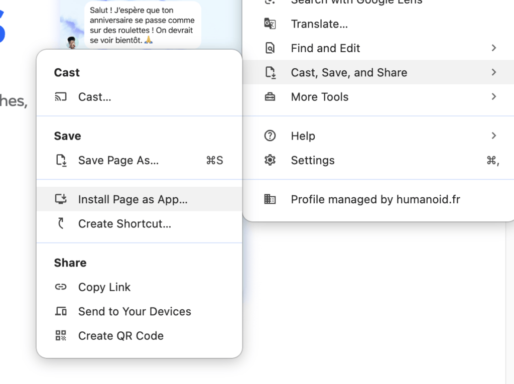 L'installation d'une app sur Chrome. L'installation d'une app sur Chrome.