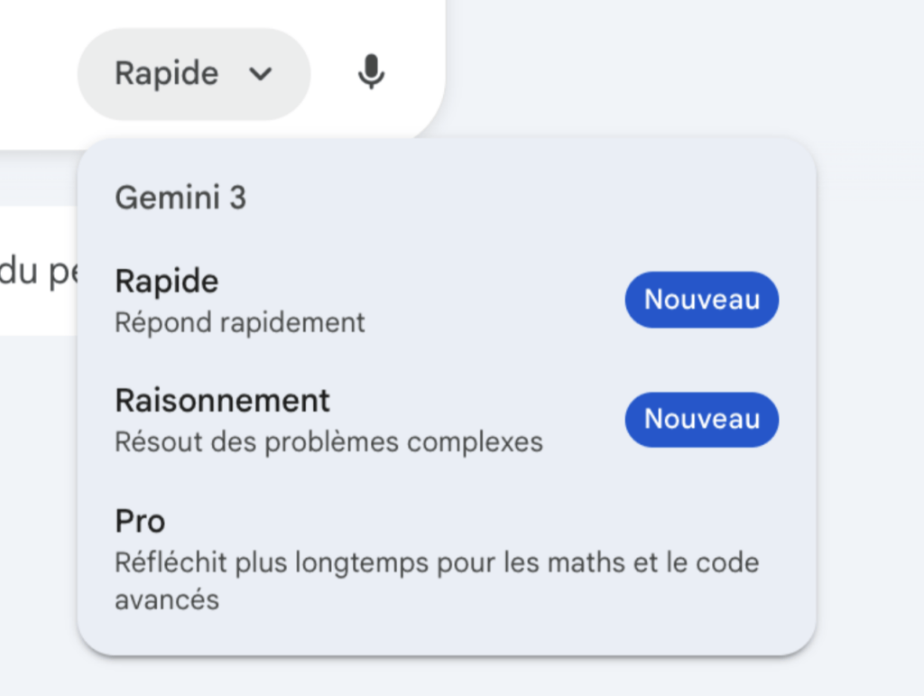 Les nouveaux modèles dans Gemini. Les nouveaux modèles dans Gemini.
