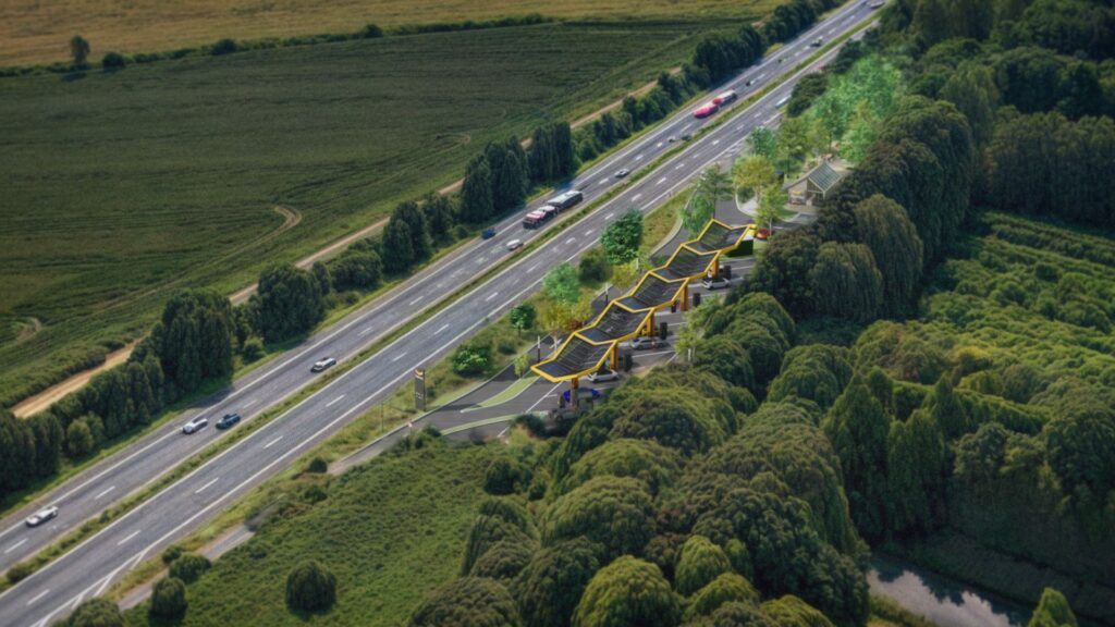 Fastned va ouvrir une station-service pour voitures électriques en France. // Source : Fastned