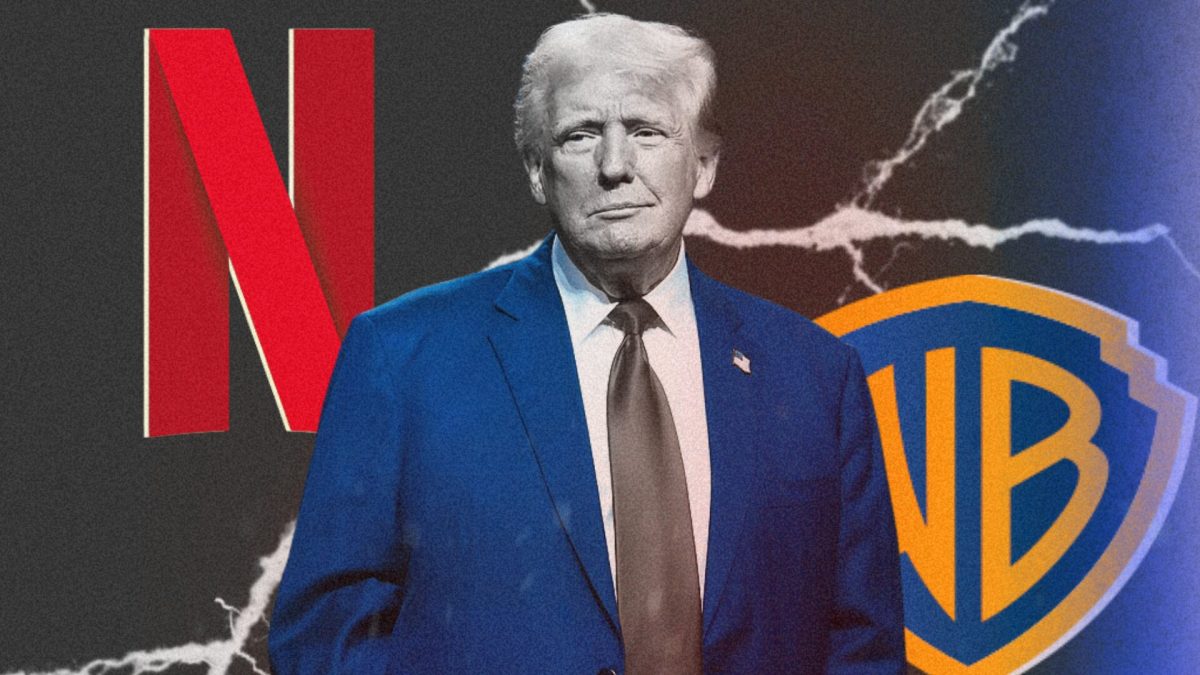 Trump a annoncé s'impliquer dans le rachat de WBD par Netflix. // Source : Numerama / Gage Skidmore / Netflix / Warner Bros. Discovery Trump a annoncé s'impliquer dans le rachat de WBD par Netflix. // Source : Numerama / Gage Skidmore / Netflix / Warner Bros. Discovery