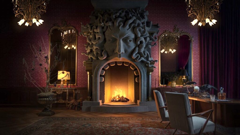 Le feu de cheminée Mercredi // Source : Netflix Le feu de cheminée Mercredi // Source : Netflix